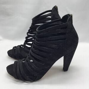 Loeffler Randall Strappy Black Zipper Heels Womens 11 B